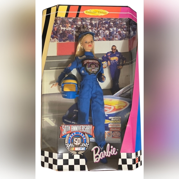Mattel Other - 1998 Mattel Barbie NASCAR 50th Anniversary Doll - Blue and Yellow